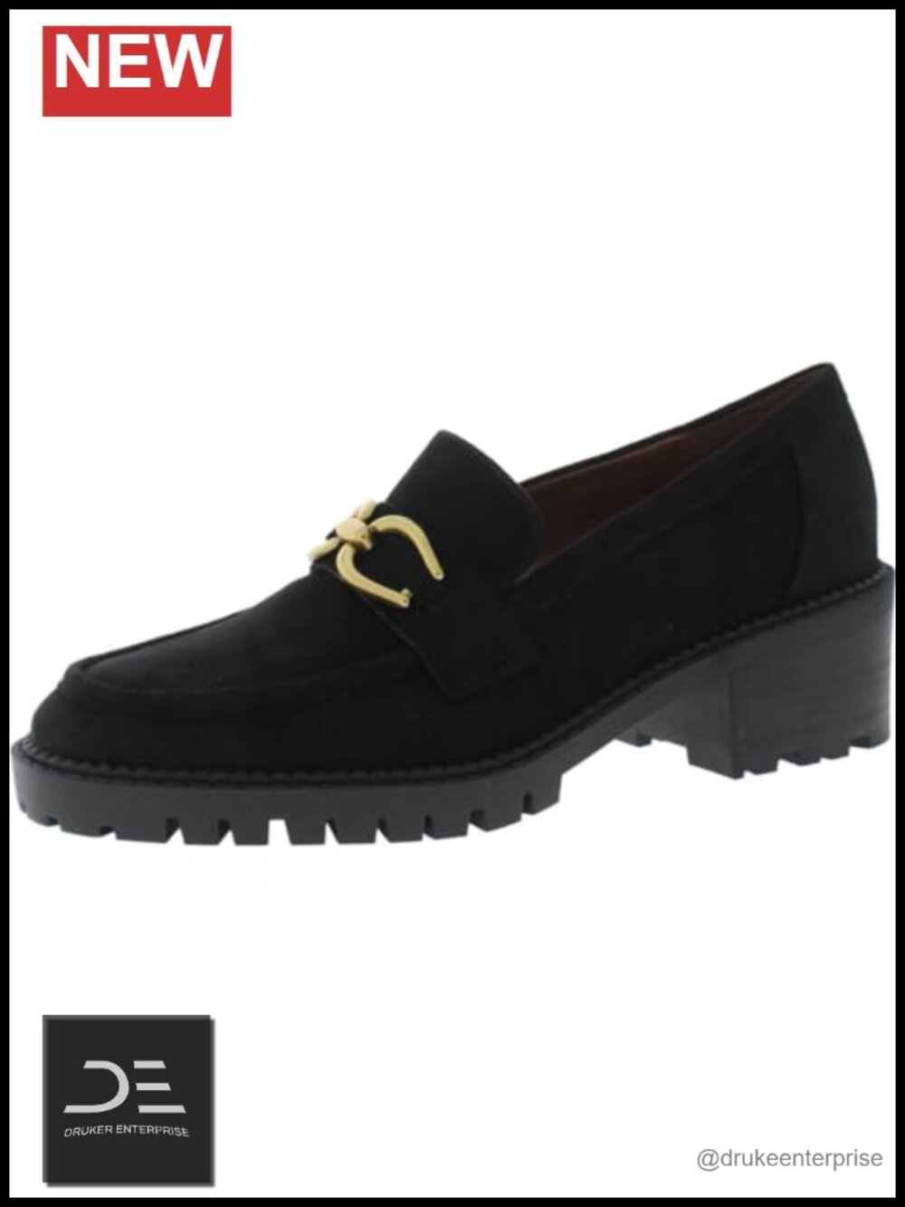 Marc Fisher Delanie Suede Lug Sole Loafers Block Heel Slip On Mocs
